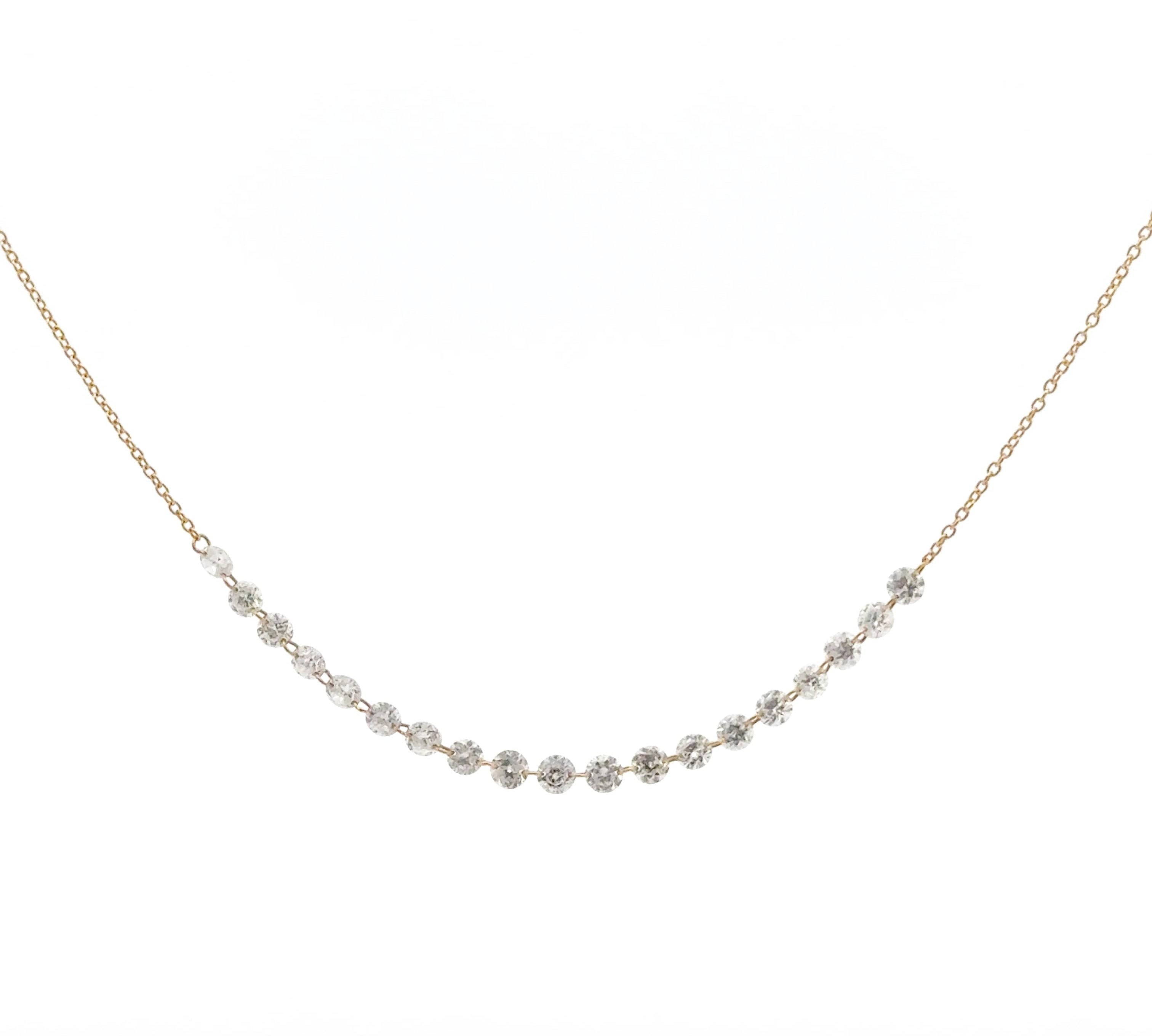 Necklace 18K Gold Diamond Strand invisible Drilled Diamond and Chain Necklace (Copy)