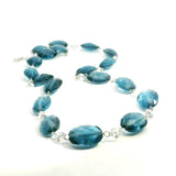 Necklace 18K Gold London Blue Topaz And Natural Diamond Beaded invisible Set Drilled Necklace