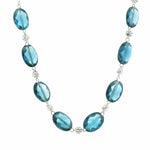 Necklace 18K Gold London Blue Topaz And Natural Diamond Beaded invisible Set Drilled Necklace