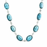 Necklace 18K Gold London Blue Topaz And Natural Diamond Beaded invisible Set Drilled Necklace