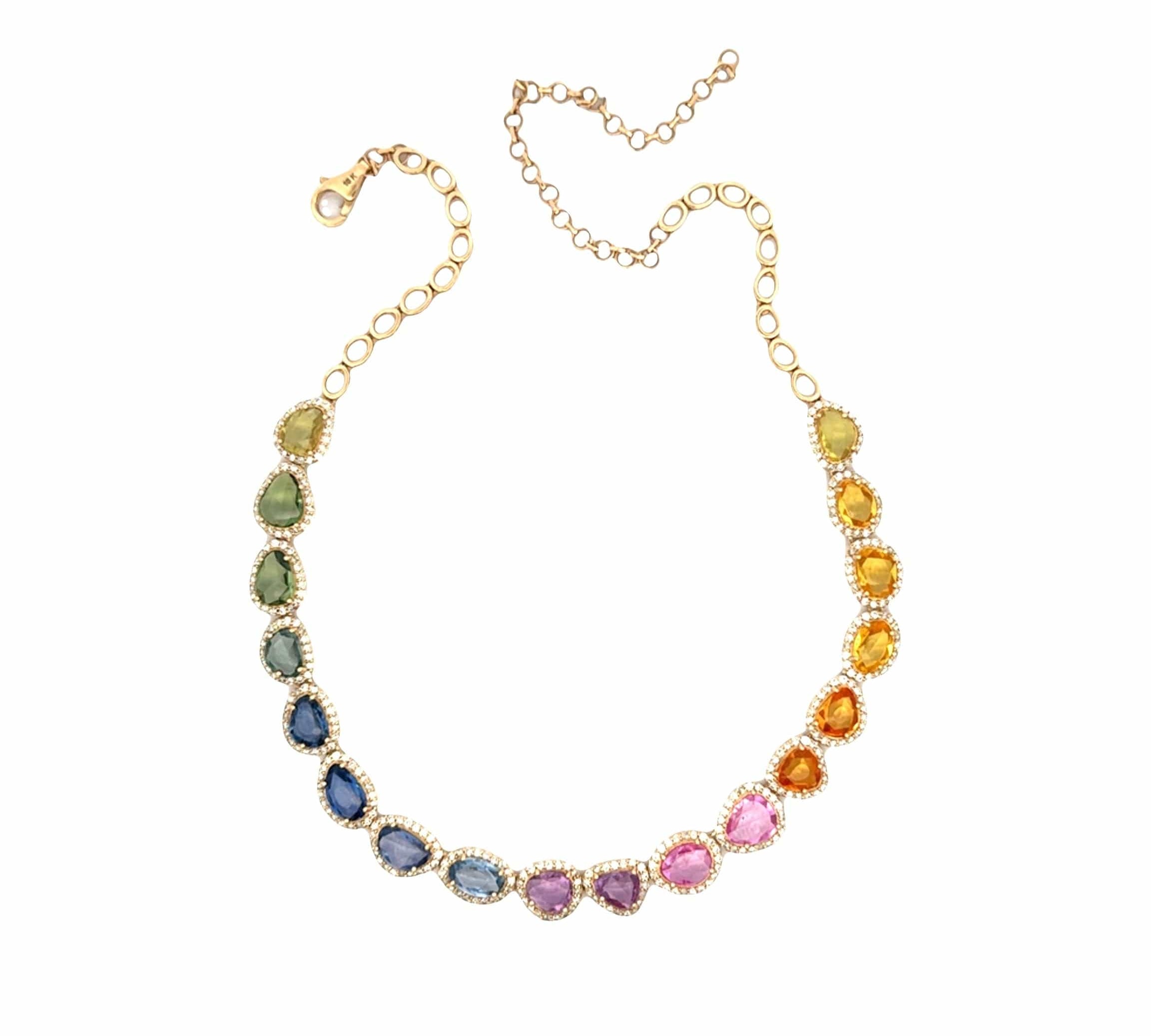 Necklace 18K Rose cut Rainbow Sapphire and Diamond Necklace Necklace