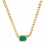 Necklace Emerald and Diamond Cuban Chain Necklace