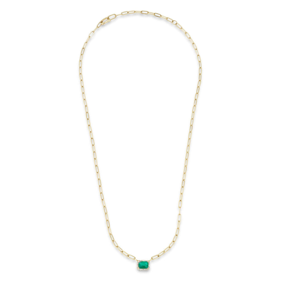 Necklace Emerald and Diamond Paper Clips Chain Necklace