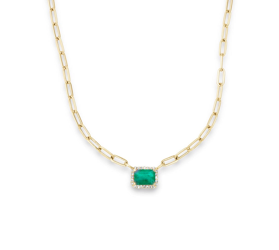 Necklace Emerald and Diamond Paper Clips Chain Necklace