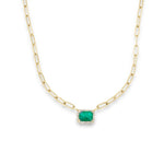 Necklace Emerald and Diamond Paper Clips Chain Necklace