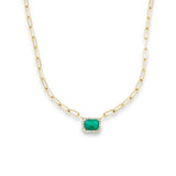 Necklace Emerald and Diamond Paper Clips Chain Necklace