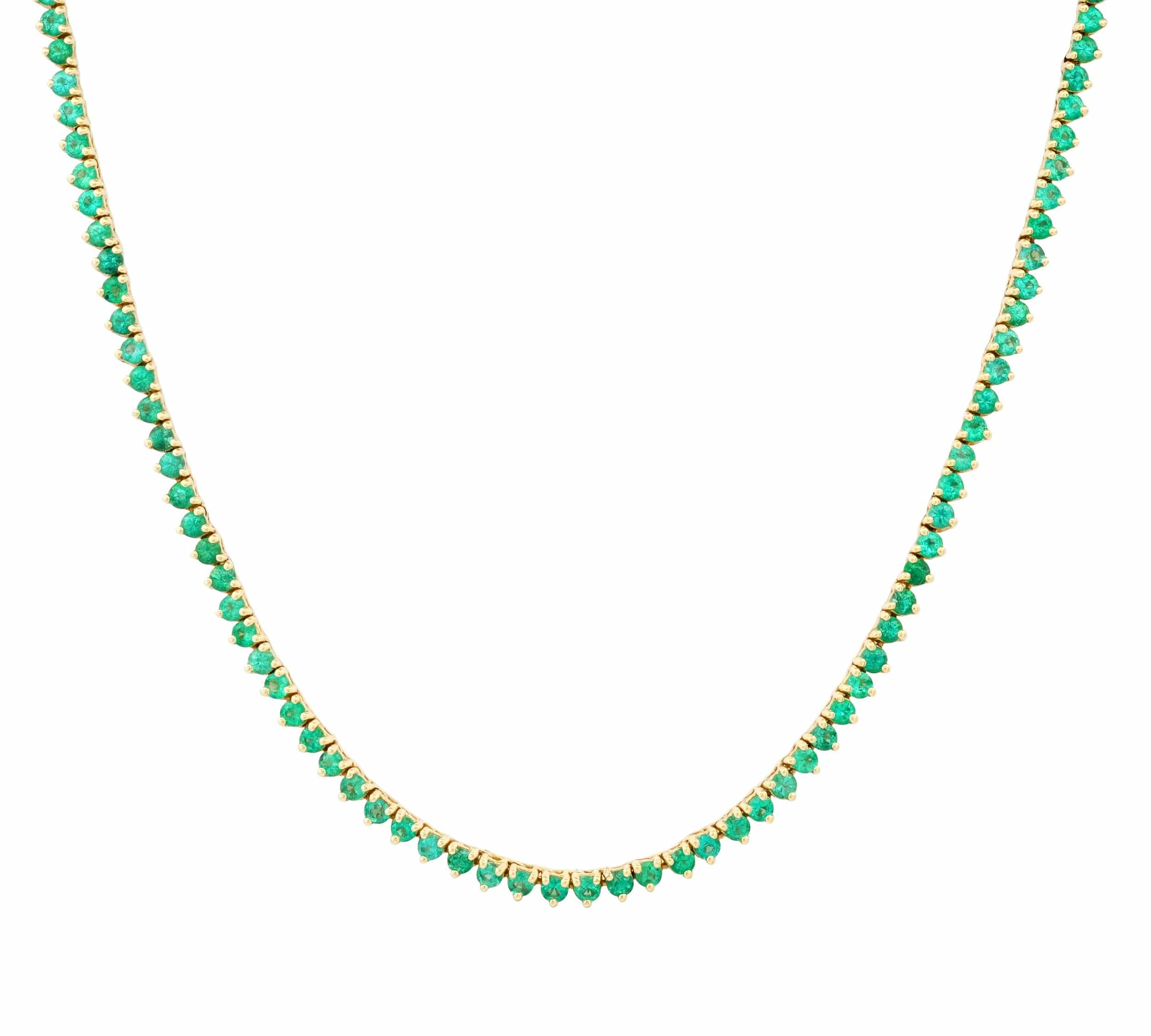 Necklace Emerald Tennis Necklace 3-Prong