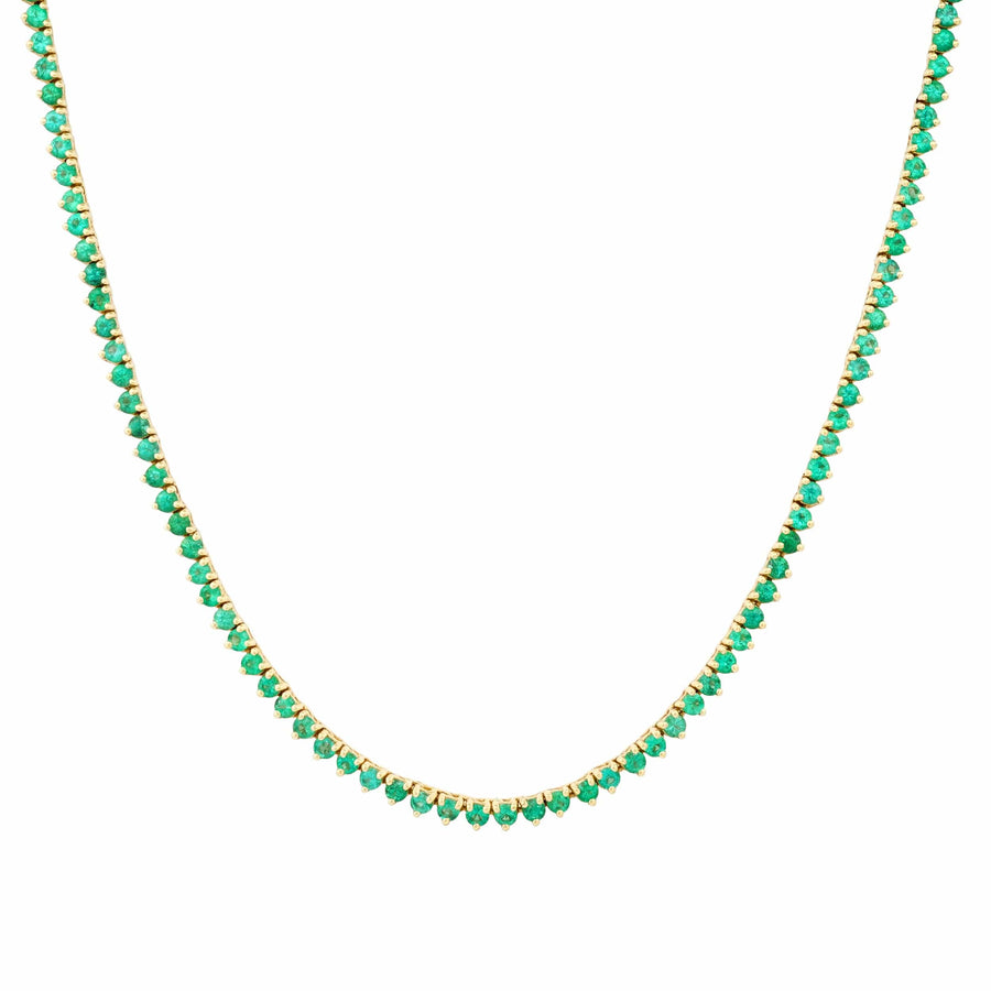 Necklace Emerald Tennis Necklace 3-Prong