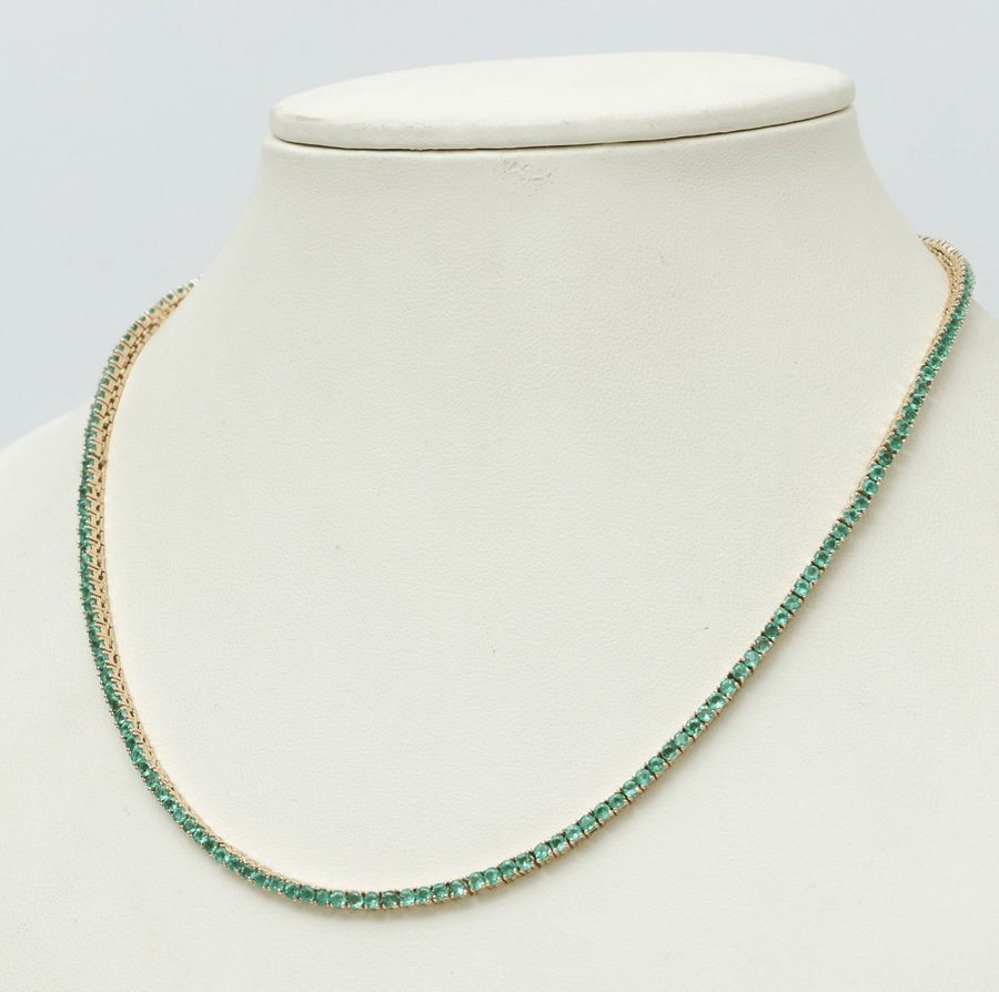 Necklace Emerald Tennis Necklace 4-Prong