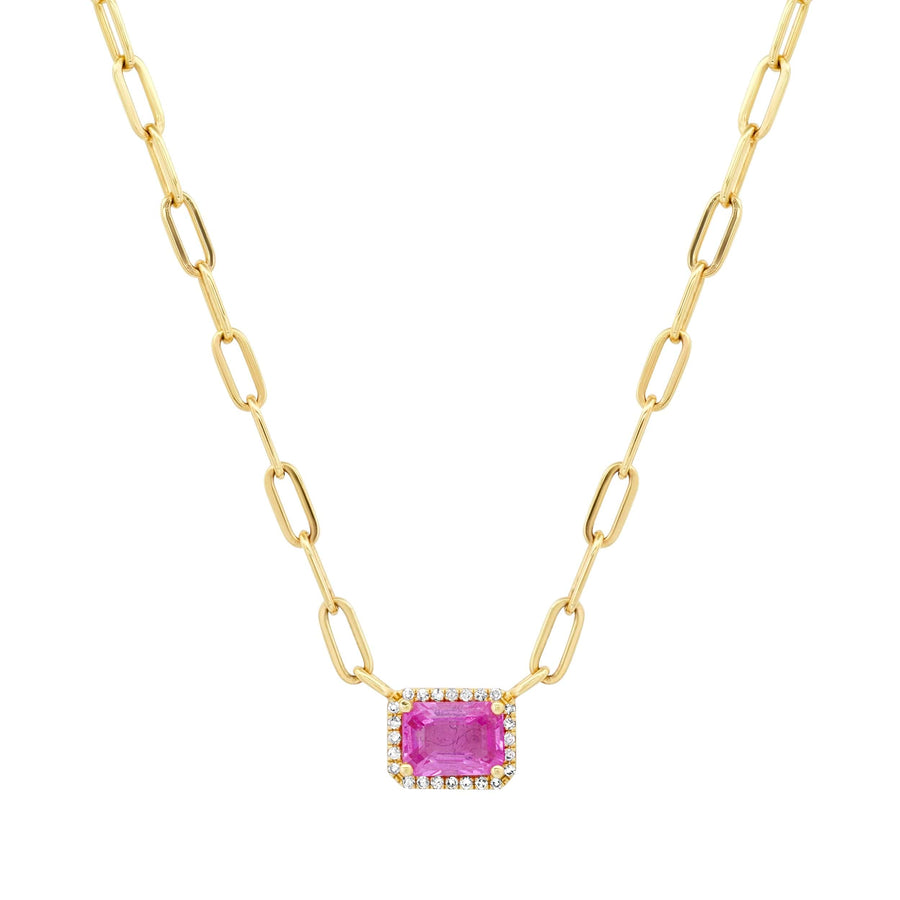 Necklace Pink Sapphire and Diamond Paper Clips Chain Necklace