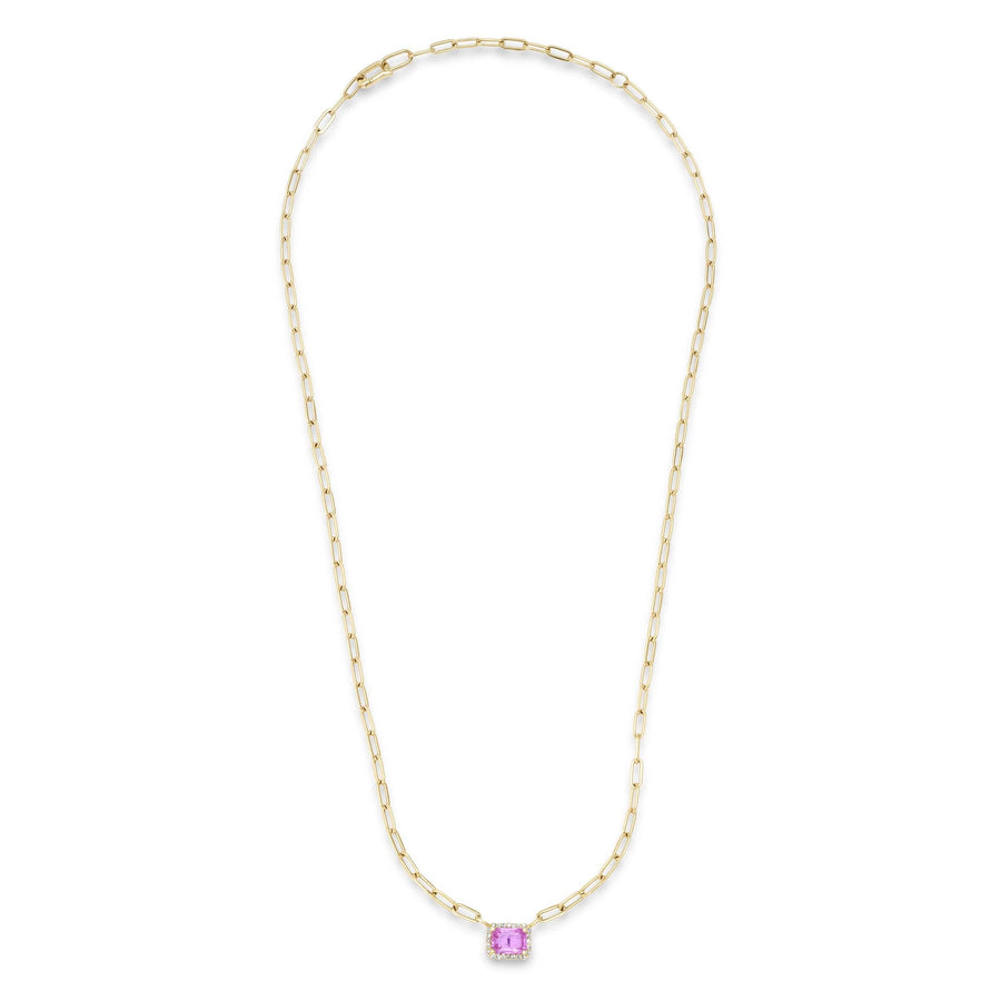 Necklace Pink Sapphire and Diamond Paper Clips Chain Necklace