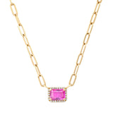 Necklace Pink Sapphire and Diamond Paper Clips Chain Necklace