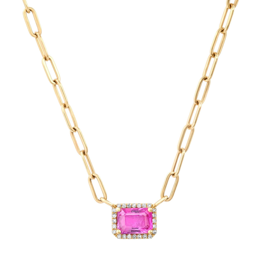 Necklace Pink Sapphire and Diamond Paper Clips Chain Necklace