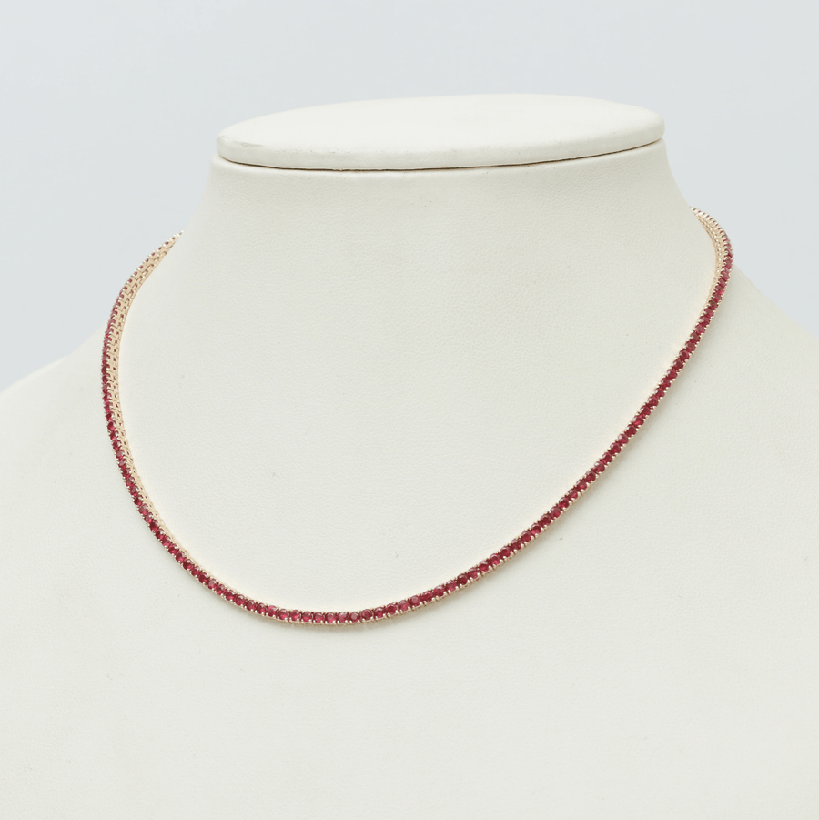 Ruby and Diamond Tennis Necklace in 14kt White Gold – Van Rijk
