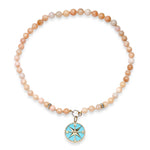 Necklace Yellow Gold / 14K 14 & 18K Diamond & Pink Opal Necklace.