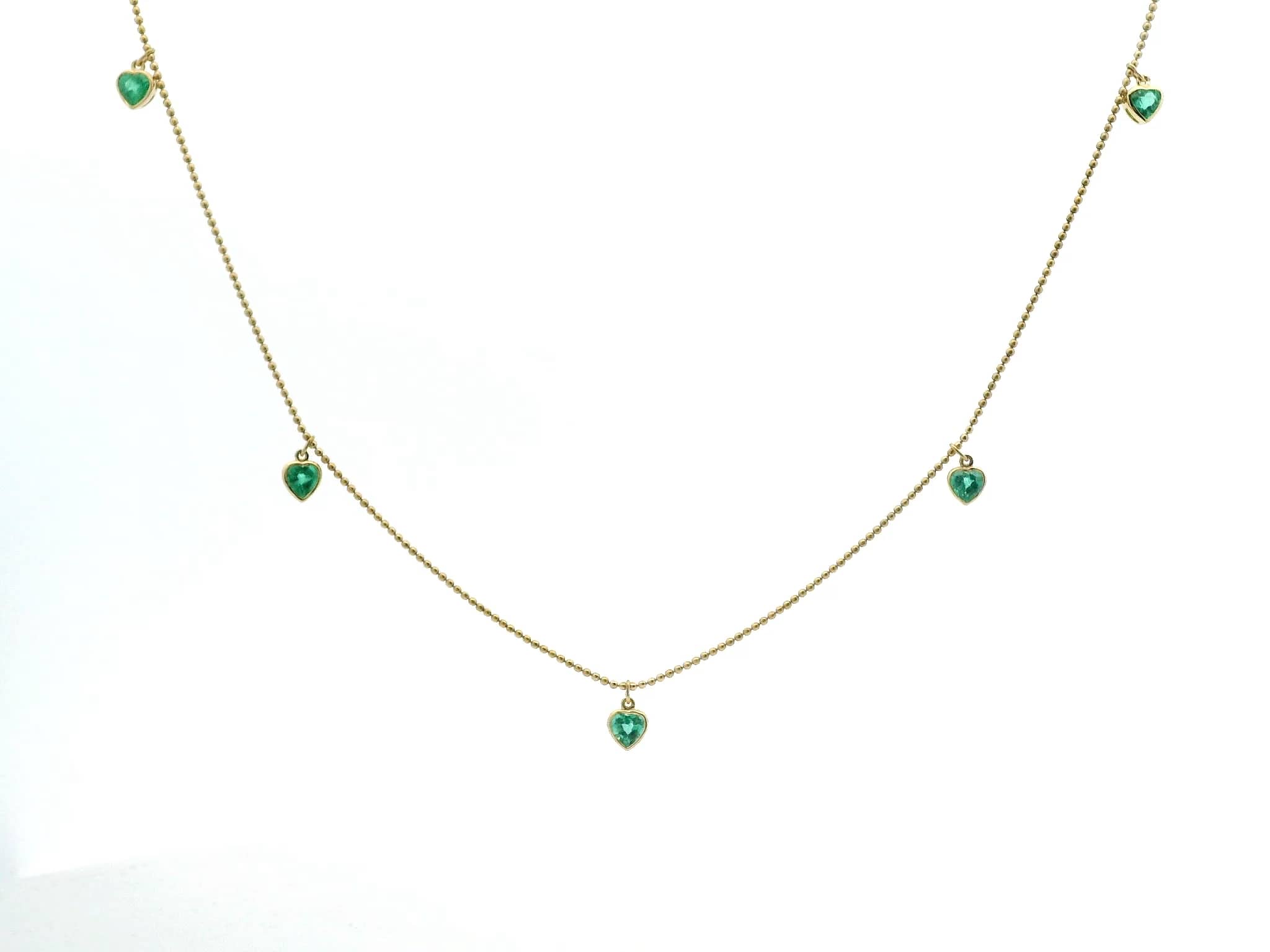 Necklace Yellow Gold / 14K 14 & 18K Gold Emerald Heart Bezel Necklace