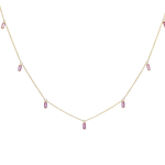 Necklace Yellow Gold / 14K 14 & 18K Pink Sapphire Baguette Necklace