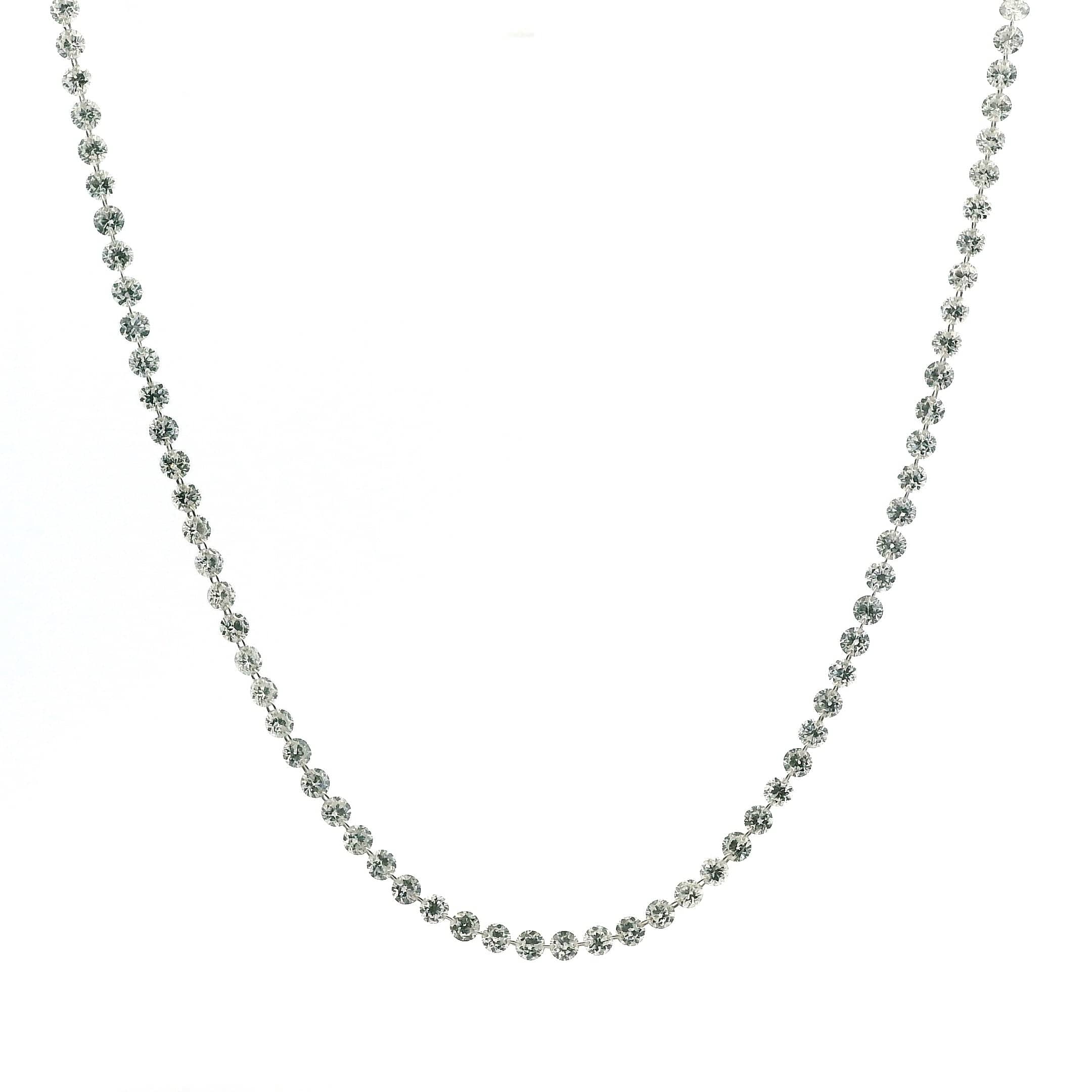 Necklace Yellow Gold / 14K 14K Gold Diamond Strand invisible Set Drilled Diamond and Chain Necklace, Continuous Diamonds Lab Grown
