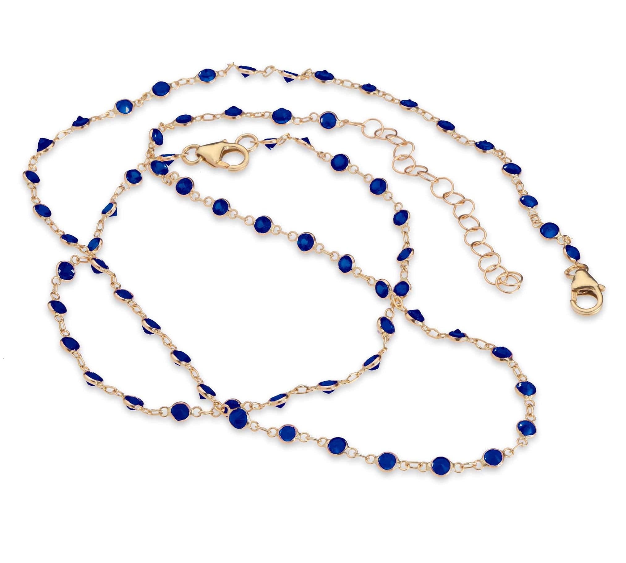 Necklace yellow gold 14K Gold Blue Sapphire Strand Necklace