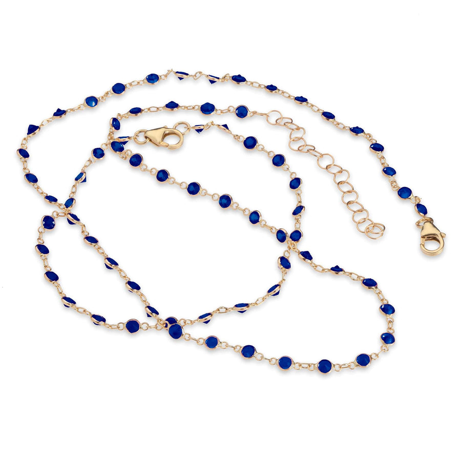 Necklace yellow gold 14K Gold Blue Sapphire Strand Necklace