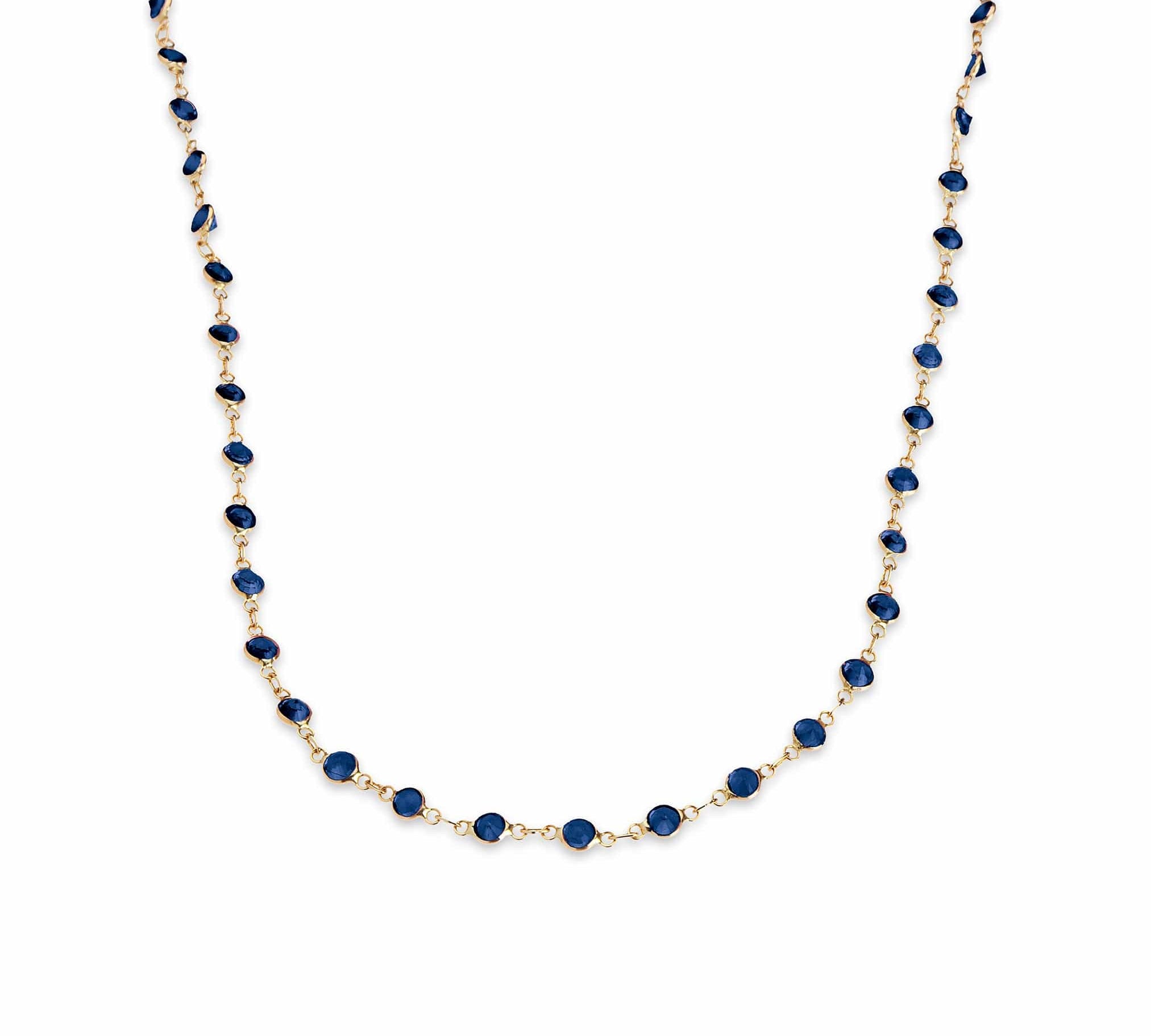Necklace yellow gold 14K Gold Blue Sapphire Strand Necklace