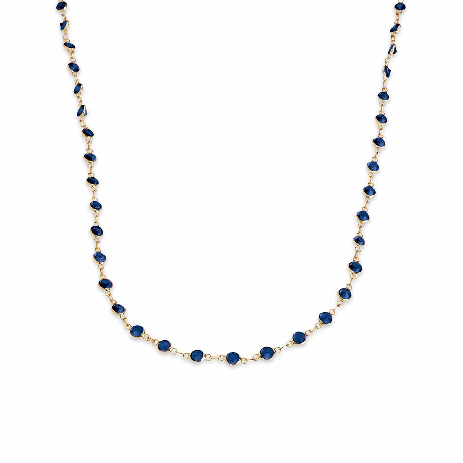 Necklace yellow gold 14K Gold Blue Sapphire Strand Necklace