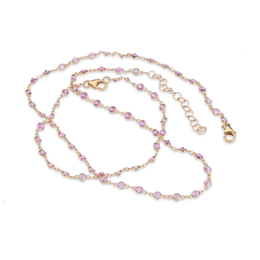 Necklace yellow gold 14K Gold Pink Sapphire Strand Necklace