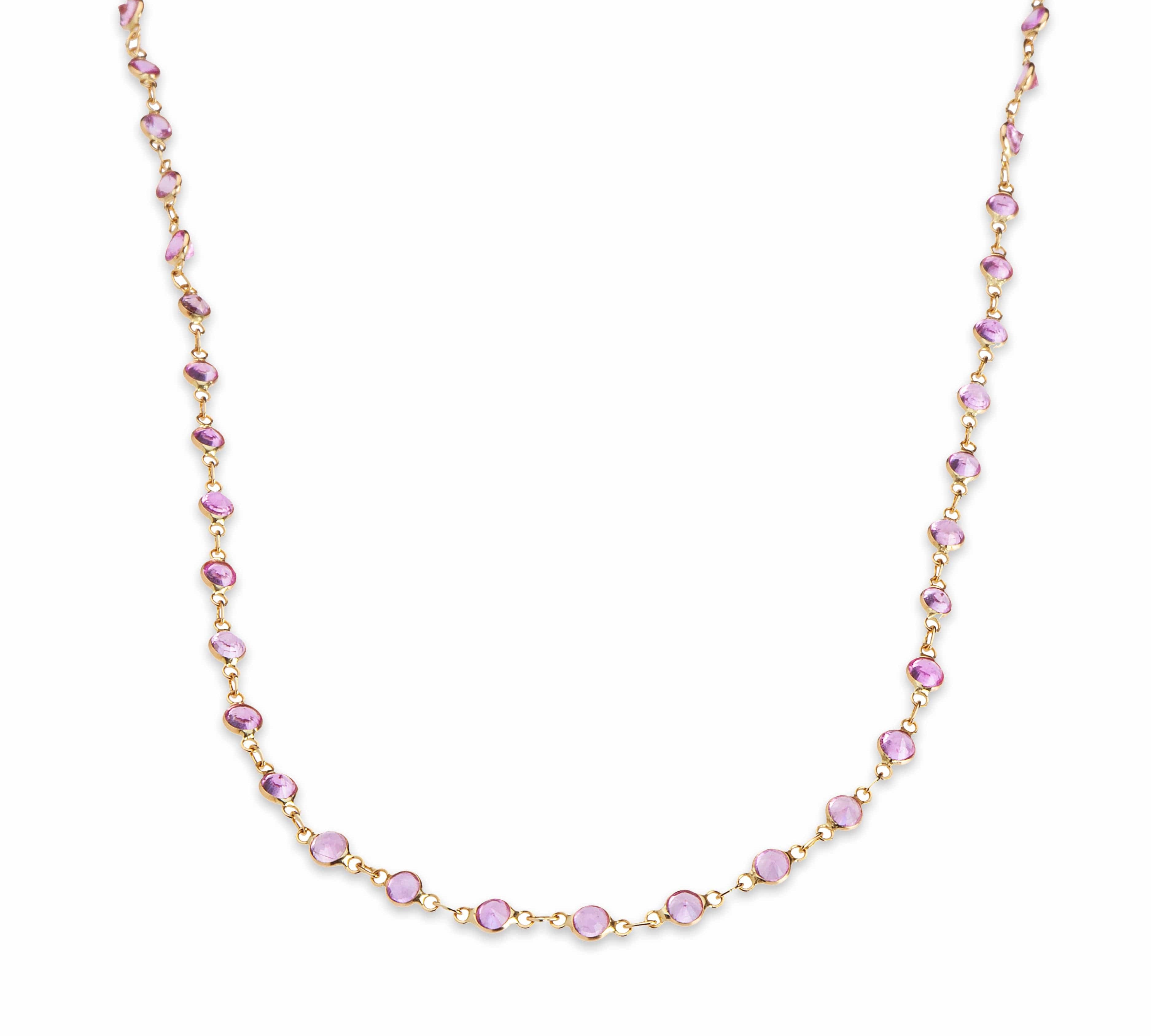 Necklace yellow gold 14K Gold Pink Sapphire Strand Necklace