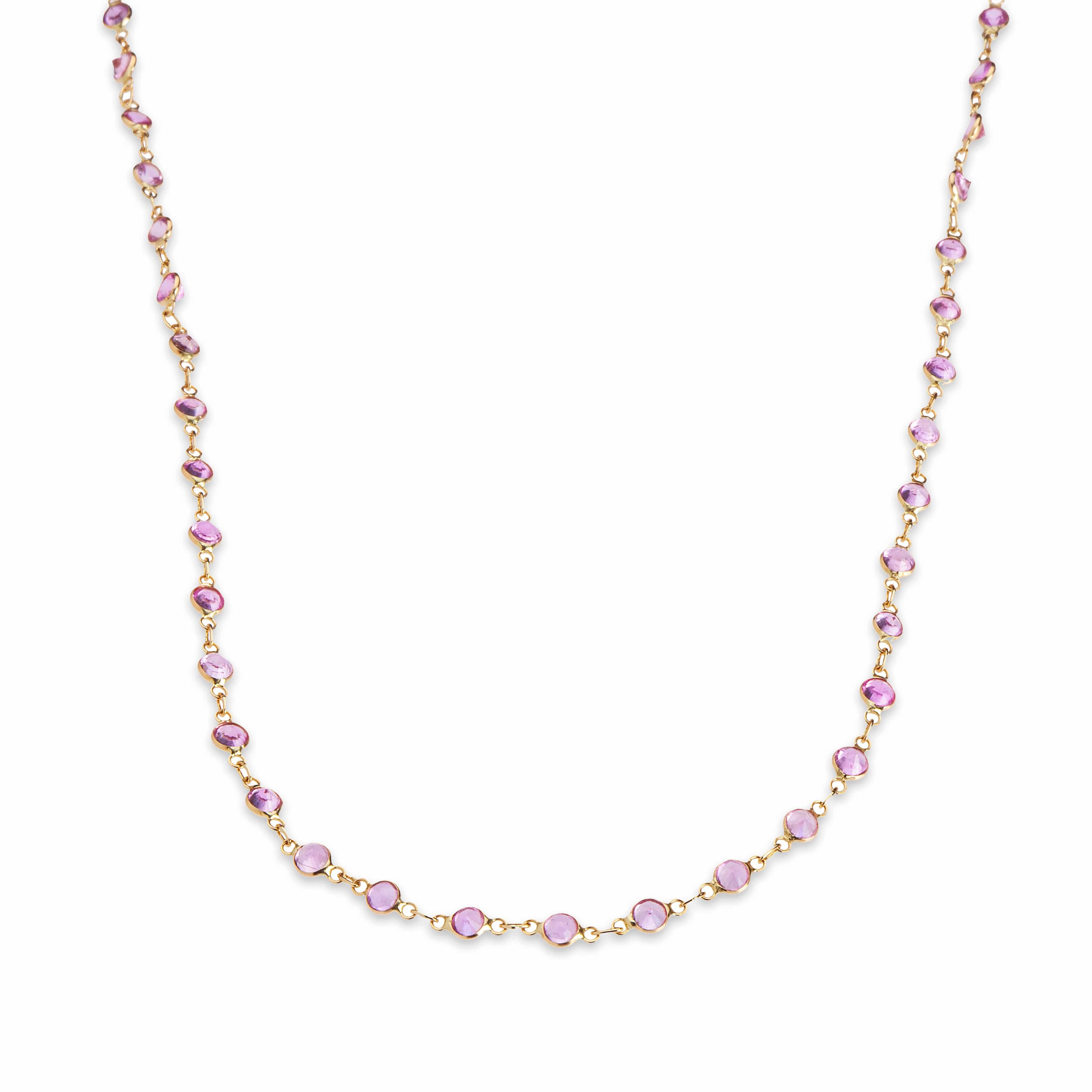 Necklace yellow gold 14K Gold Pink Sapphire Strand Necklace