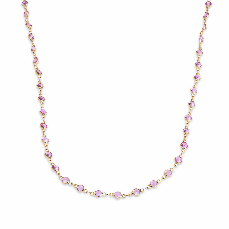 Necklace yellow gold 14K Gold Pink Sapphire Strand Necklace