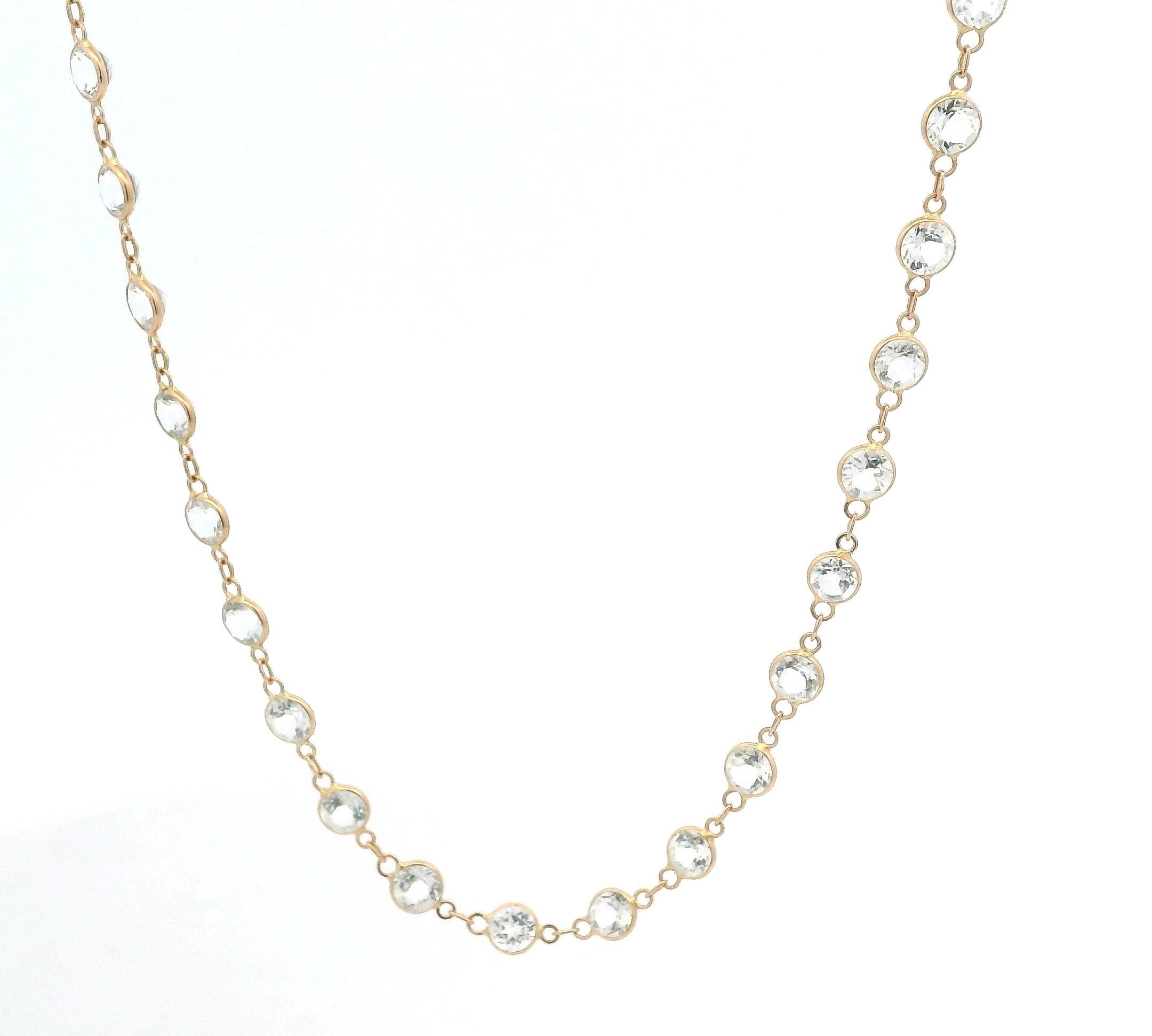 Necklace yellow gold / 16" 14K Gold White Topaz Strand Necklace