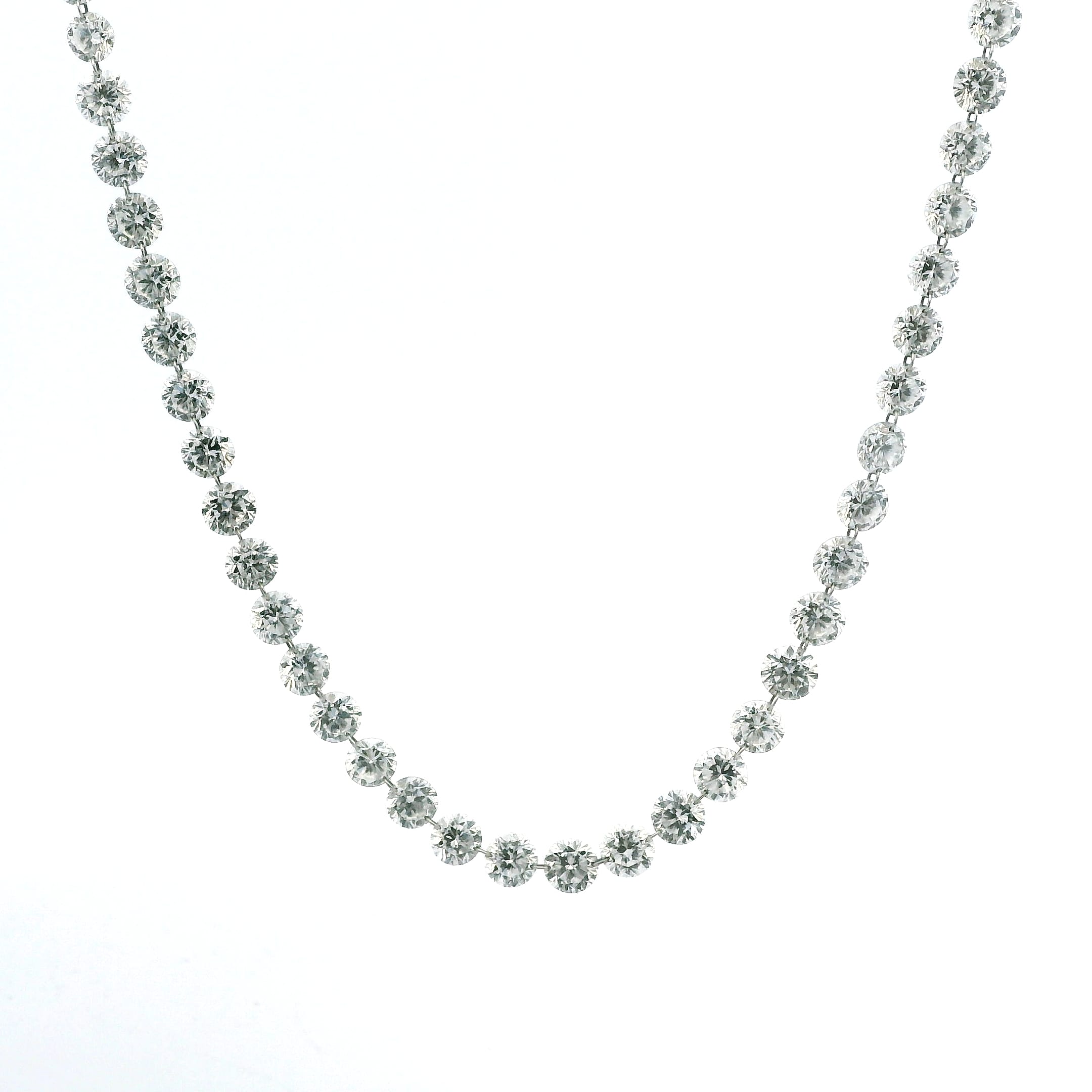 Necklace Yellow Gold / 18K 18K Gold Invisible Set Graduated Drilled Diamond Necklace, 20 cts, Continuous Lab Grown