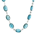 Necklace Yellow Gold / 18K 18K Gold London Blue Topaz And Natural Diamond Beaded invisible Set Drilled Necklace