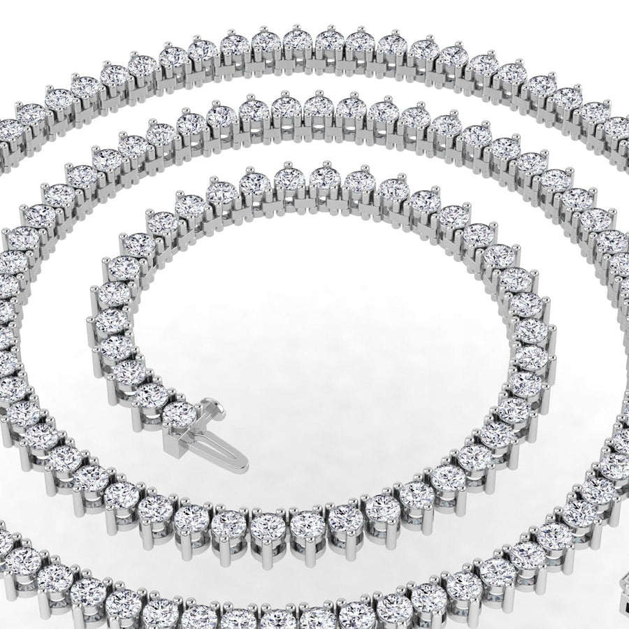 Necklaces 14K & 18K Gold and Diamond Tennis Necklace 3-Prong Setting, Straight, Lab Grown, 8-11.5cts