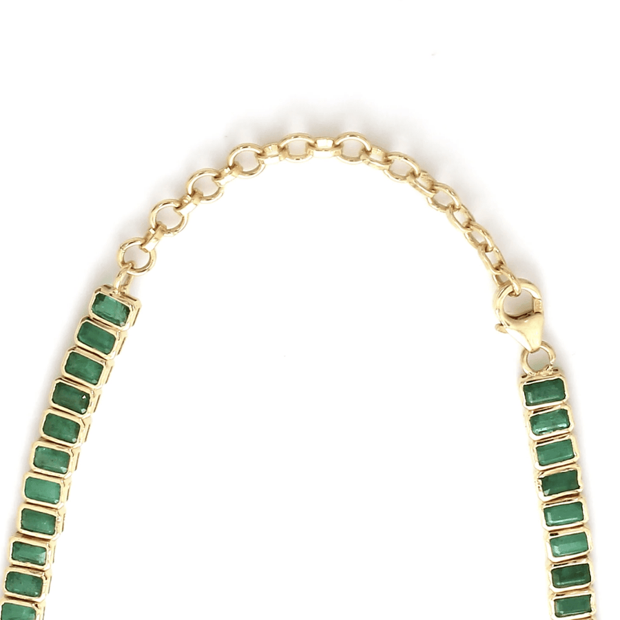 Necklaces 14K & 18K Gold Bezel Set Emerald Necklace