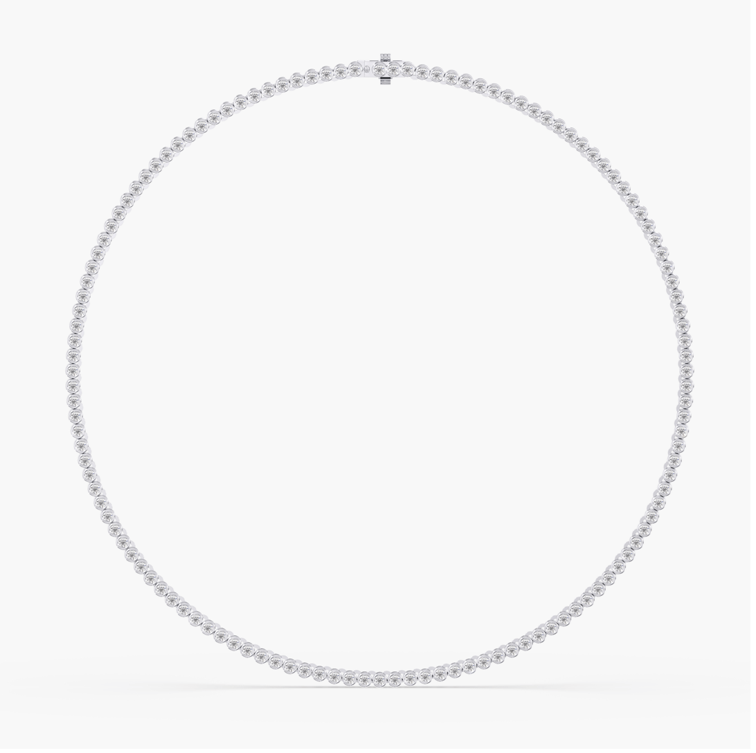 Necklaces 14K & 18K Gold Bezel Set Round Brilliant Diamond Necklace, Lab Grown, 7-7.5 Carats