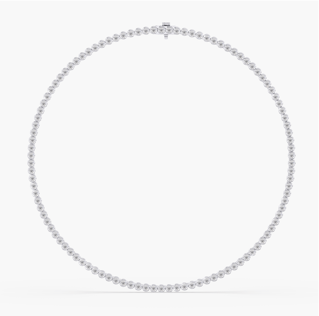 Necklaces 14K & 18K Gold Bezel Set Round Brilliant Diamond Necklace, Lab Grown, 9.8-10.5 carats