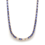 Necklaces 14K & 18K Gold East West Blue Sapphire & Diamond Necklace