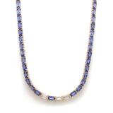 Necklaces 14K & 18K Gold East West Blue Sapphire & Diamond Necklace