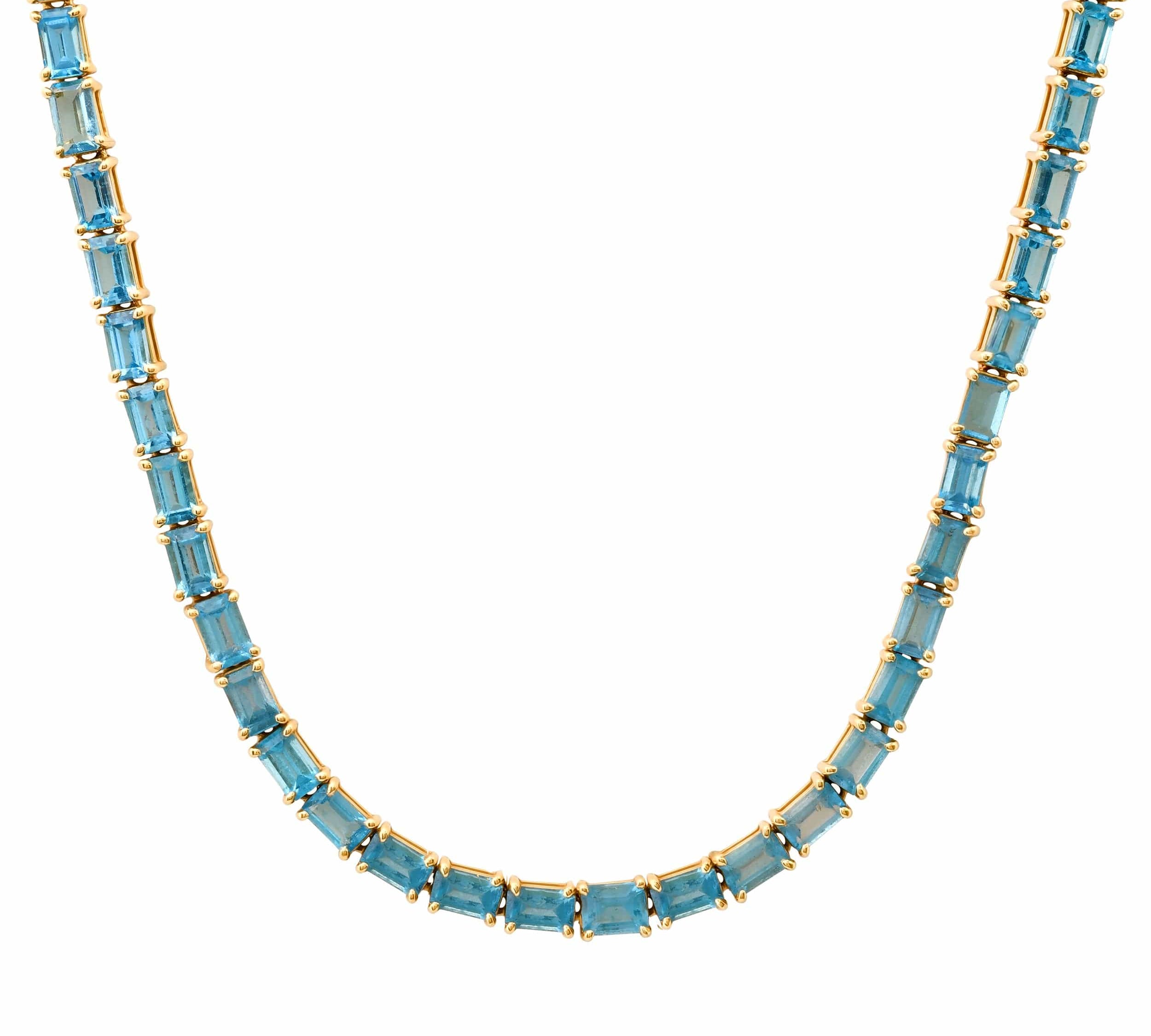 Necklaces 14K & 18K Gold East West Blue Topaz Necklace