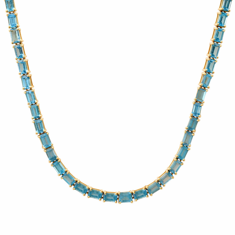 Necklaces 14K & 18K Gold East West Blue Topaz Necklace