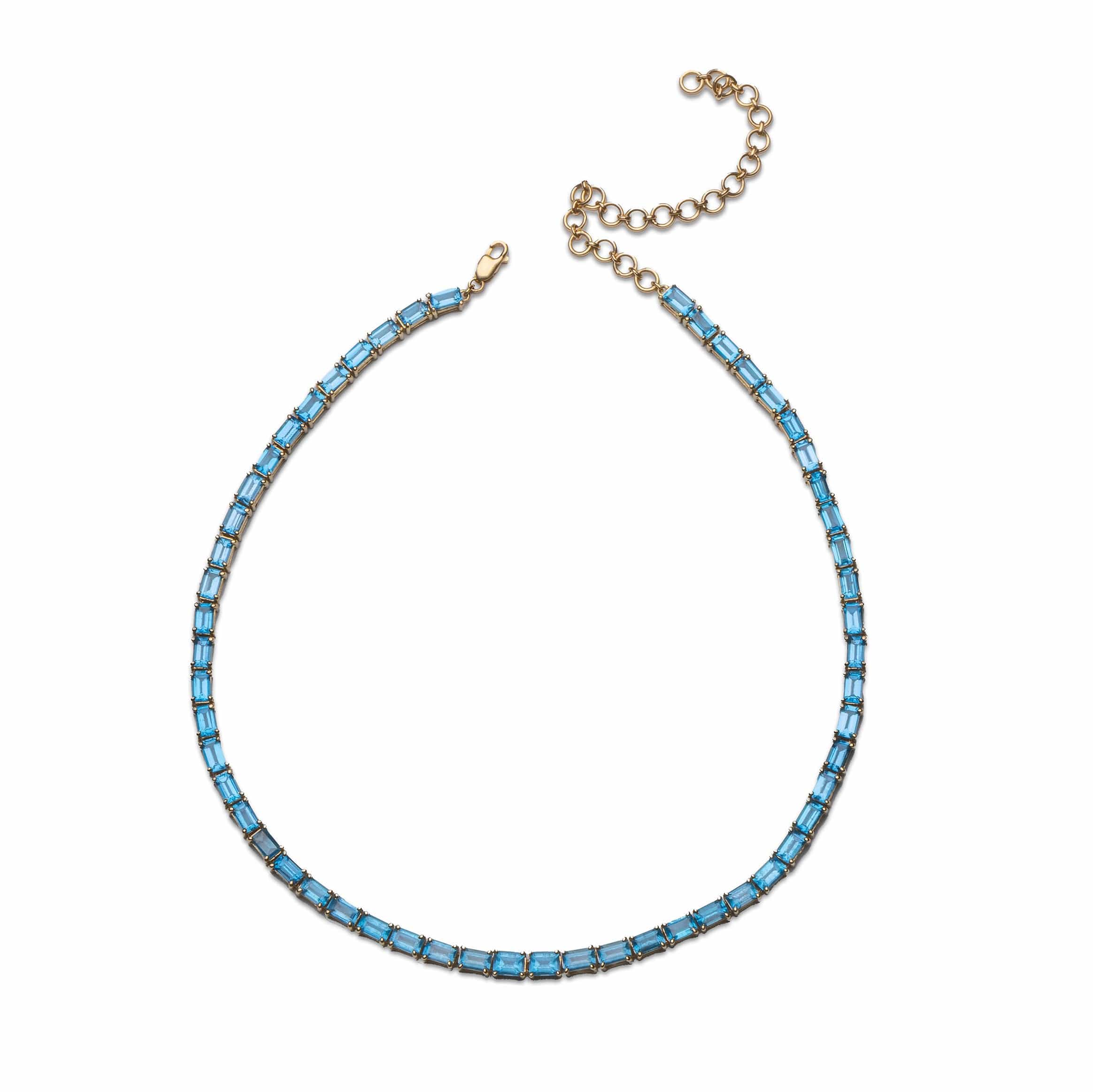Necklaces 14K & 18K Gold East West Blue Topaz Necklace