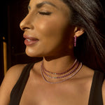 Necklaces 14K & 18K Gold East West Emerald Cut Pink Sapphire & Diamond Necklace