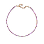 Necklaces 14K & 18K Gold East West Emerald Cut Pink Sapphire & Diamond Necklace