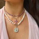 Necklaces 14K & 18K Gold East West Emerald Cut Pink Sapphire & Diamond Necklace & Bracelet
