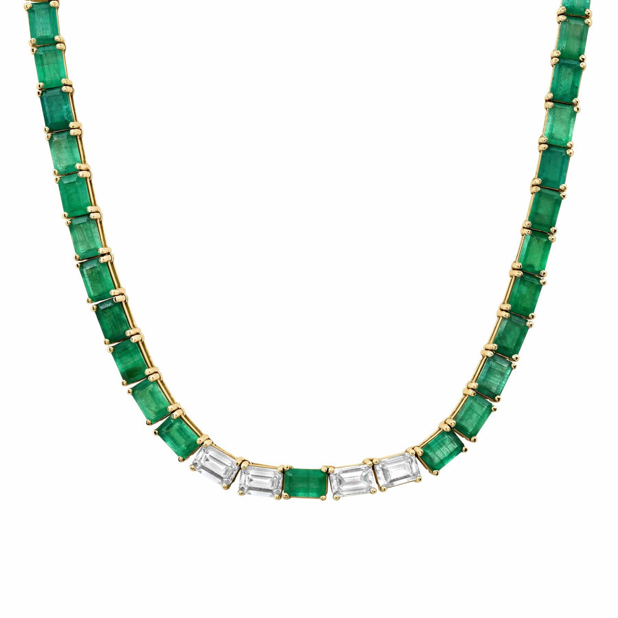 Necklaces 14K & 18K Gold East West Emerald & Diamond Necklace, Large