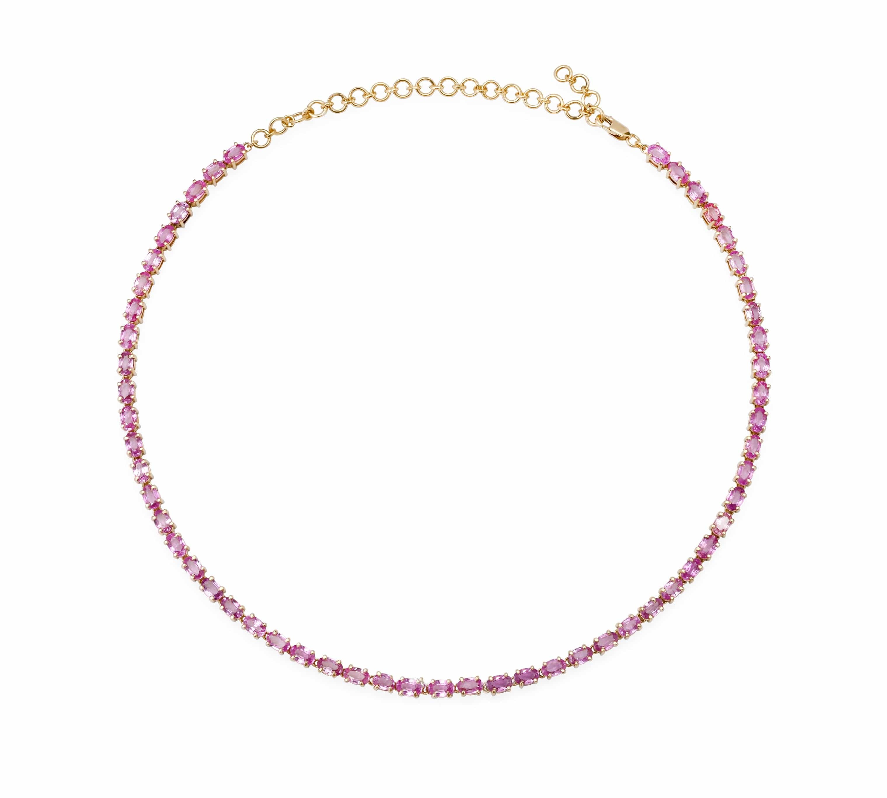 Necklaces 14K & 18K Gold East West Oval Pink Sapphire Necklace