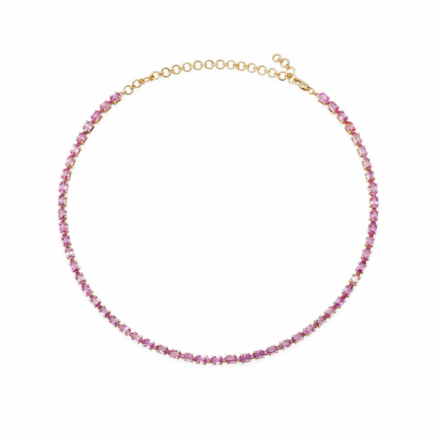 Necklaces 14K & 18K Gold East West Oval Pink Sapphire Necklace
