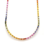 Necklaces 14K & 18K Gold East West Rainbow Sapphire Necklace