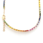 Necklaces 14K & 18K Gold East West Rainbow Sapphire Necklace